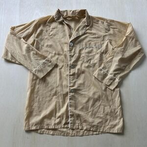 Vintage Mac Phergus Pajama Top Womens 8 Beige Button Front Piped Sleepwear